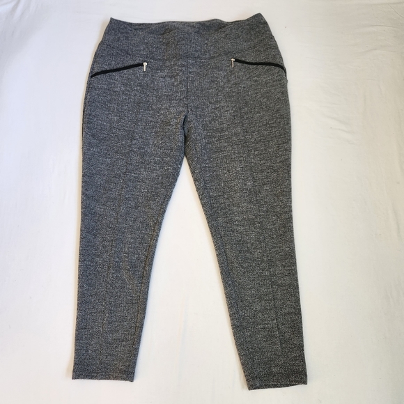 Chico's Zenergy herringbone leggings gray stretchy zippered pockets gray 3 16 XL - Picture 2 of 13